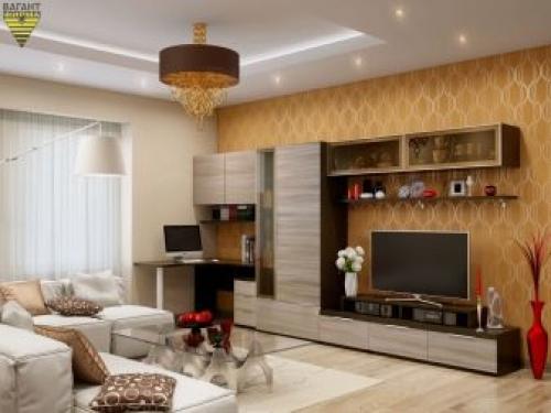 Рабочее место в маленькой гостиной. Гостиная с рабочим местом: тонкости зонирования помещения 03