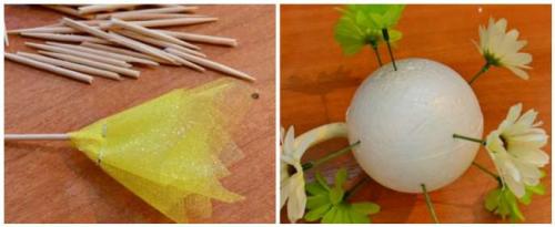 Топиарий из органзы. Варианты изготовления топиария из органзы