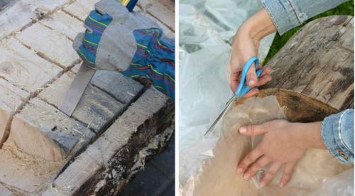 Как сделать клумбу из бревна. Клумба из бревна своими руками 02