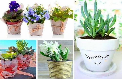 Как декорировать цветочные горшки своими руками. Как украсить цветочный горшок своими руками: лучшие идеи [фото и видео]