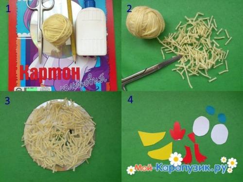 Поделки своими руками для детей 3-4 лет. Цыплёнок из диска и бумаги