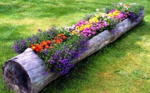 Клумбы из спилов дерева. Как из брёвен сделать клумбу