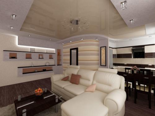 Зонирование потолка в кухне-гостиной. Правила зонирования кухни и гостиной