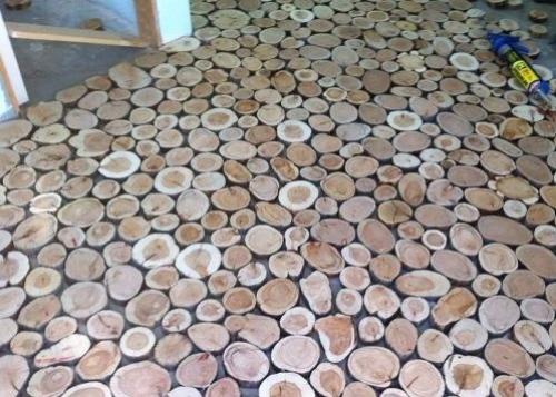 Пол из спилов и эпоксидной смолы. Пол из деревянных спилов своими руками