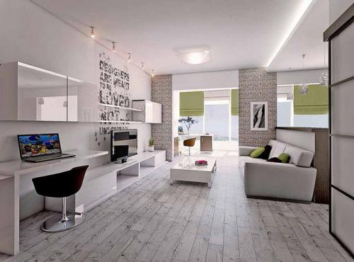 Рабочая зона в гостинной у окна. Лучшее место для организации рабочего места