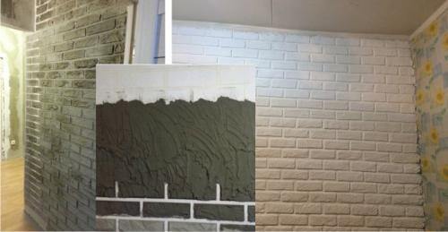 Имитация кирпича из гипсовой штукатурки. Имитация кирпичной стены из скотча и штукатурки за 1000 рублей