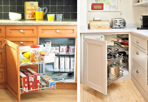 Как сэкономить место в кухонных шкафах. Удобная кухня: организация хранения