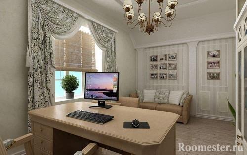 Интерьер маленького кабинета. Световое дополнение