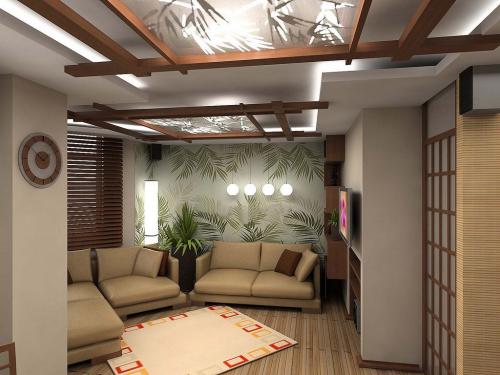 Дизайн комнаты в стиле японском. Отделочные материалы для стен, потолка и пола