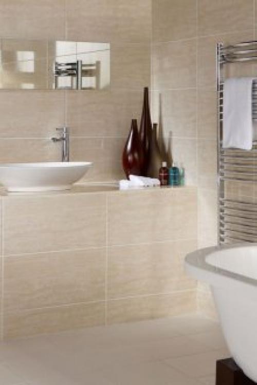 Сочетание бежевого и серого в ванной. Используем другие оттенки