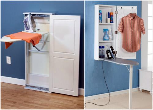 Гладильная доска с полками. 5 ГЕНИАЛЬНЫХ ИДЕЙ, как удобно разместить гладильную доску