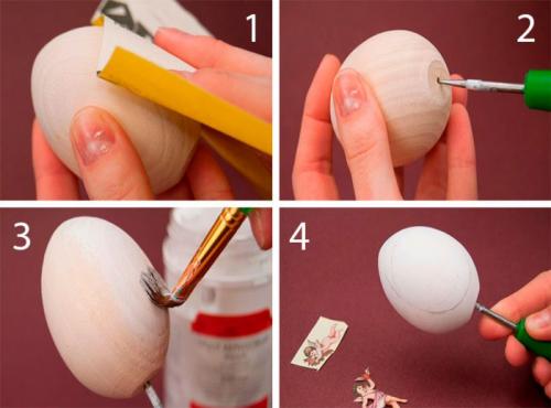 Деревянное яйцо декупаж. Декупаж яиц к Пасхе