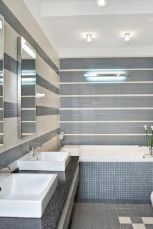 Сочетание бежевого и серого в ванной. Используем другие оттенки