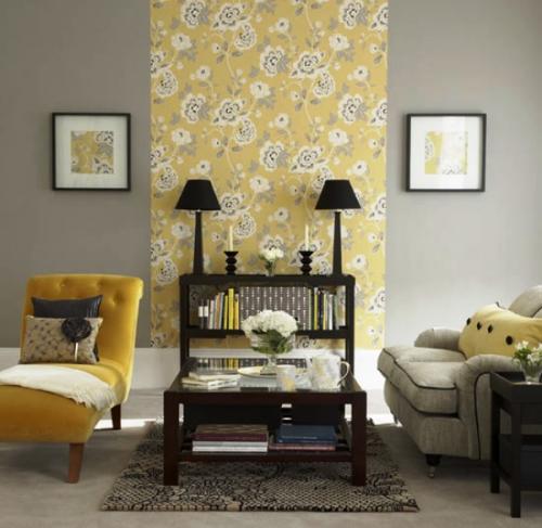 Серебристые обои в зале. Насыщаем серый интерьер новыми красками