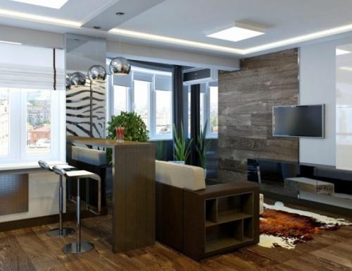 Гостиная кухня студия. Дизайн кухни-гостиной в маленькой квартире 13