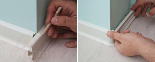 Как правильно обрезать плинтуса на потолок. С использованием стусла 20