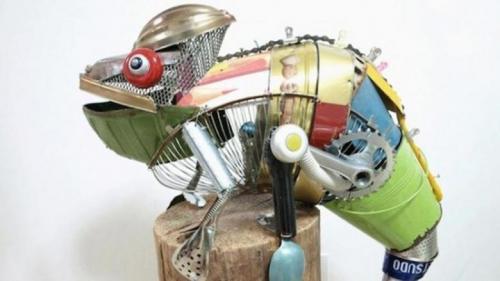 Ваза из пластиковой бутылки и ложек. Ваза из ложек 25