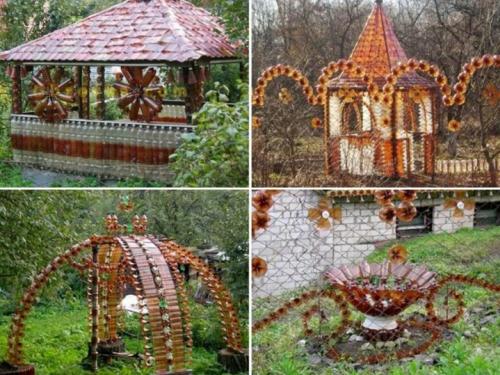 Какие другие материалы можно использовать вместе с бутылкой из-под йогурта для украшения. Идеи поделок для сада и огорода 2025 из пластиковых бутылок