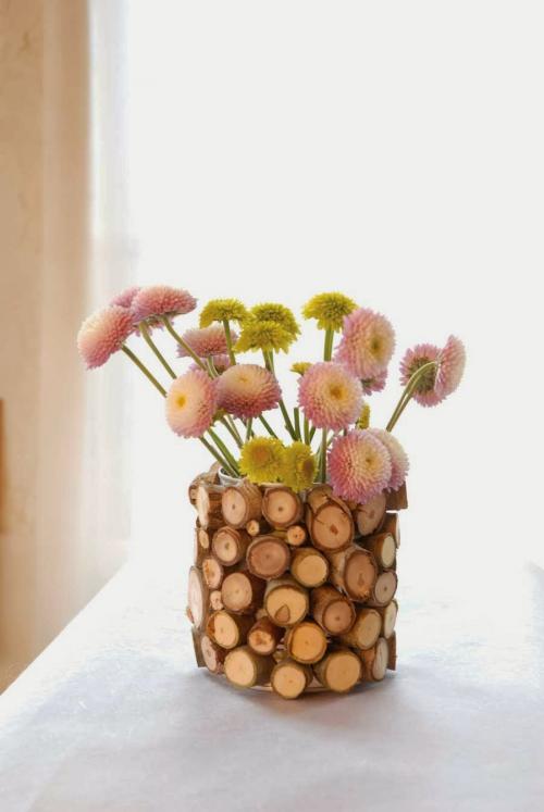 Сколько времени занимает изготовление такой вазочки. Из поленьев