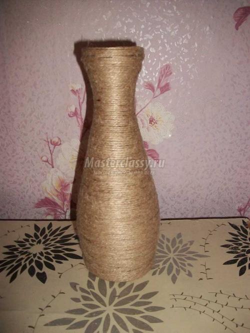Мастер-класс: как сделать красивую вазу из шпагата своими руками 04