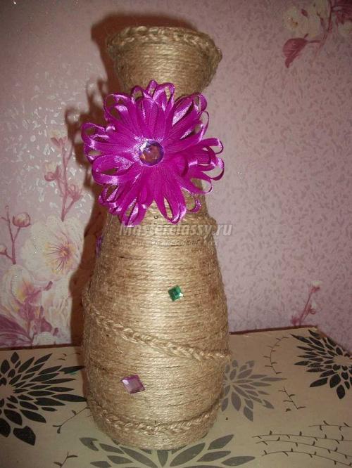 Мастер-класс: как сделать красивую вазу из шпагата своими руками 07