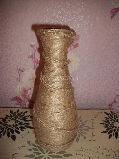Мастер-класс: как сделать красивую вазу из шпагата своими руками 05