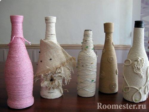 Как закрепить шпагат на бутылке. Пошаговая инструкция для украшения шпагатом