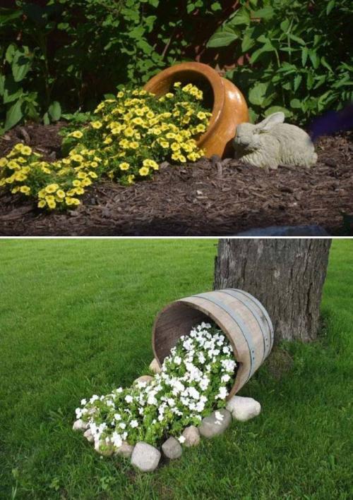 Как своими руками сделать клумбы из цветочных горшков. Как сделать выпадающую клумбу: пошаговая инструкция