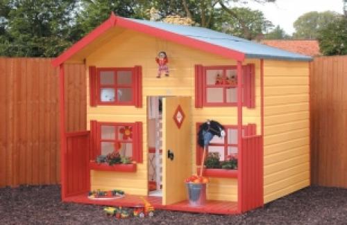 Детский домик своими руками. Домик на столбах для детей с песочницей 12