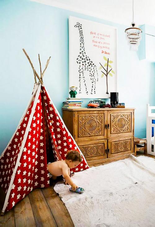 Шалаш для детей на улице.  Шалаш вигвам в детской и на улице