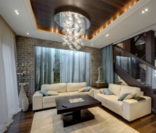 Оригинальное оформление стен в гостиной. Обои в гостиной