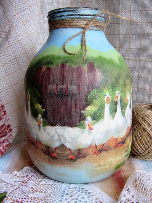 Вазы своими руками из подручного материала. Напольная ваза из банки