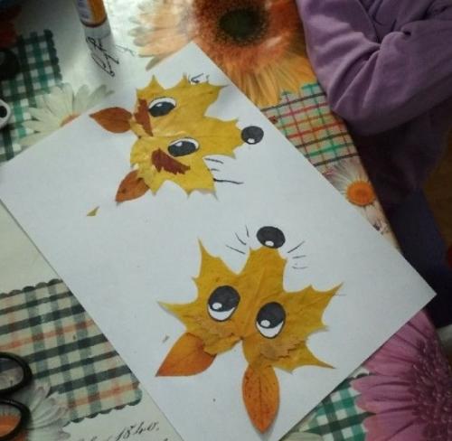 Аппликации из осенних листьев для детей детского сада (средняя, старшая группа)