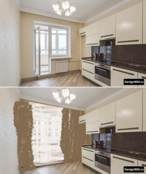 Современные шторы на кухню с балконной дверью. Современные идеи штор для кухни с балконом 05