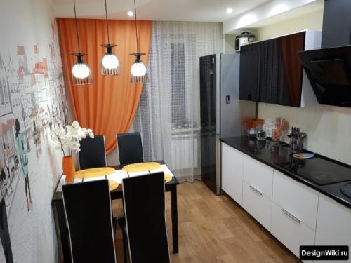 Современные шторы на кухню с балконной дверью. Современные идеи штор для кухни с балконом 09