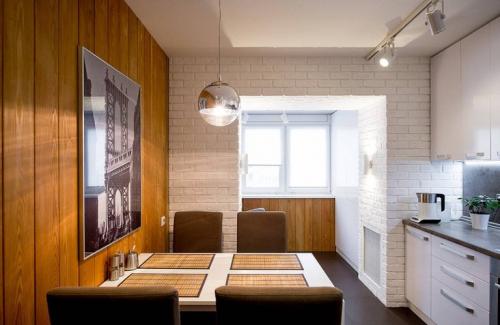 Фото дизайна кухни совмещенной с балконом. Кухня, совмещенная с лоджией 07