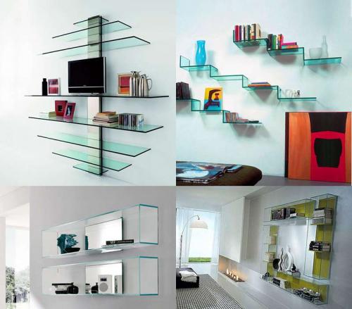 Декоративные полки на стену. Полки в интерьере гостиной