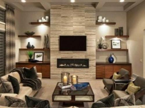 Декоративные полки на стену. Полки в интерьере гостиной 35