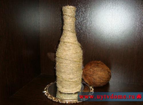 Создай свою уникальную вазу из бутылки и шпагата 25