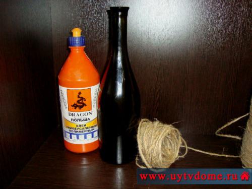 Создай свою уникальную вазу из бутылки и шпагата 17