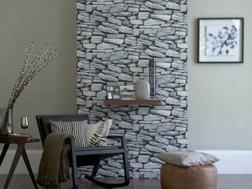 Обои под камень в интерьере. Чем хороши обои под камень