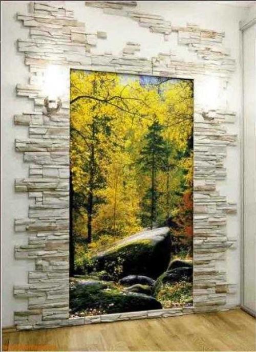 Как клеить декоративный камень на обои. Что сначала клеить гипсовый камень или обои. Отделка кухонь обоями и декоративным камнем 02