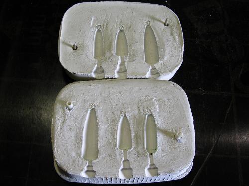 Изготовление форм для грузил из гипса. Формы для отливки грузила изготовленные из гипса, алебастра, цемента, картошки. 06