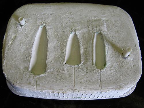 Изготовление форм для грузил из гипса. Формы для отливки грузила изготовленные из гипса, алебастра, цемента, картошки. 05