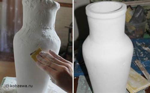 Шикарная ваза из пластиковых бутылок и гипса. Гипсовая вазочка