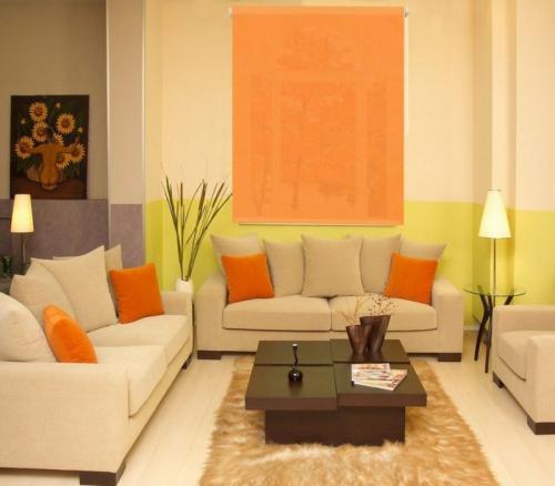 Тюль персикового цвета. Удачное сочетание