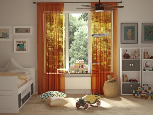 Тюль персикового цвета. Удачное сочетание