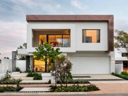 Дизайн фасада частного дома снаружи. Монтаж фасадного покрытия из натурального камня 09