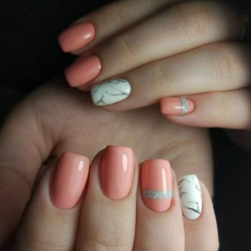 Персиковый нюд маникюр. Модный персиковый маникюр 2021