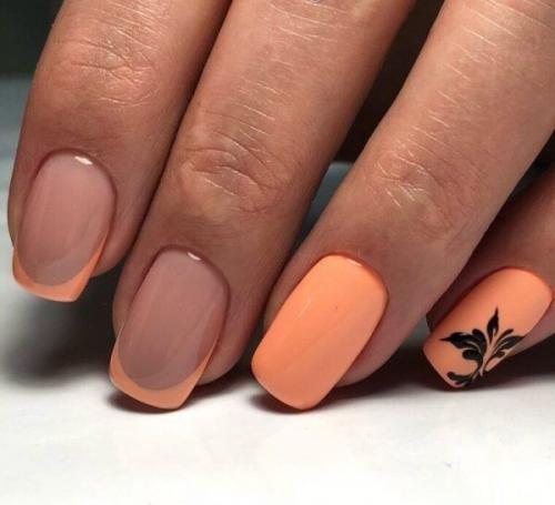 Персиковый нюд маникюр. Модный персиковый маникюр 2021